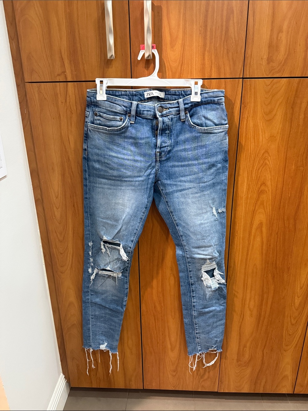 Zara Light Blue Ripped Skinny Jeans